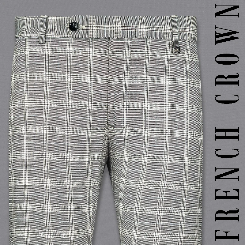 Bell - Bottom Style Women's Denim Pants with Embroidered DetailsBronco Gray and White Plaid Pant Bell - Bottom Style Women's Denim Pants with Embroidered DetailsBronco Gray and White Plaid Pant