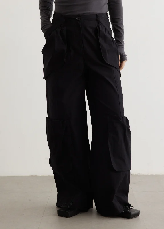 Flare Leg Women's Satin Trousers for a Glamorous Night OutBubble Pocket Pants