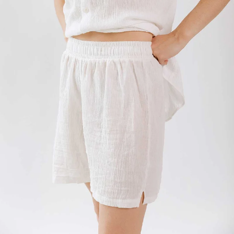Bell - Bottom Style Women's Denim Pants with Embroidered DetailsCabana Shorts, White Bell - Bottom Style Women's Denim Pants with Embroidered DetailsCabana Shorts, White