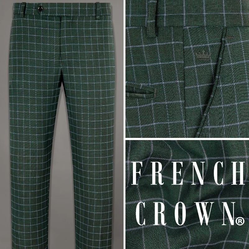 Cable Green Windowpane Wool Rich Pant