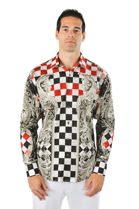 Chess King Rhinestone Long Sleeve Shirt