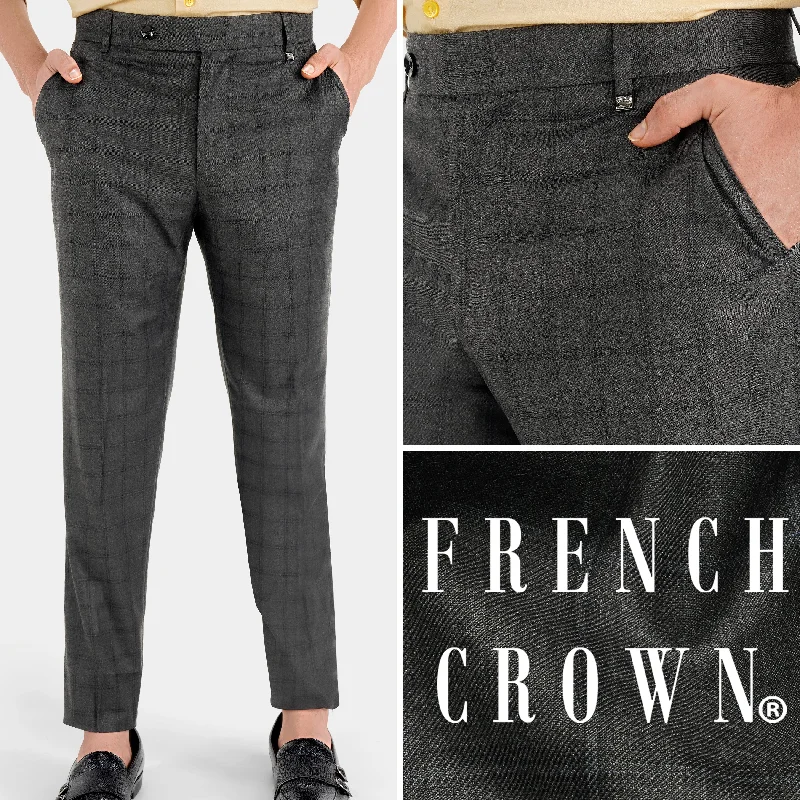 Capri Length Women's Printed Yoga Pants for Workout SessionsChicago Gray Checkered Wool Rich Pant Capri Length Women's Printed Yoga Pants for Workout SessionsChicago Gray Checkered Wool Rich Pant