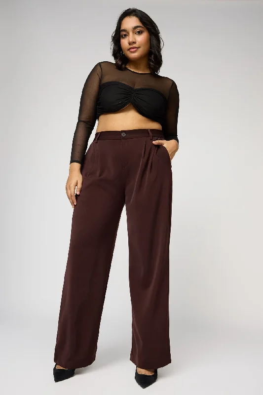 Women's Straight - Leg Linen Pants for a Breezy Summer LookBurnt Sienna Curve Pleated Straight Korean Pants Women's Straight - Leg Linen Pants for a Breezy Summer LookBurnt Sienna Curve Pleated Straight Korean Pants