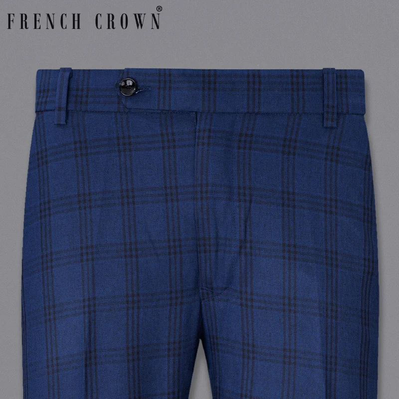 Plus Size Women's Elastic - Waist Culottes in Earth TonesDark Byzantium Blue Plaid Pant Plus Size Women's Elastic - Waist Culottes in Earth TonesDark Byzantium Blue Plaid Pant
