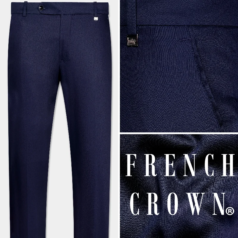 Ebony Clay Blue Wool Rich Pant