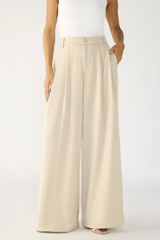 Palazzo Style Women's Printed Trousers in Bohemian PatternsLight Khaki Flared Formal Korean Pants Palazzo Style Women's Printed Trousers in Bohemian PatternsLight Khaki Flared Formal Korean Pants