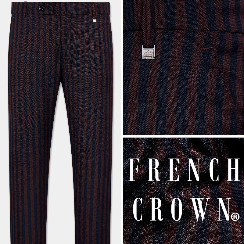 Gondola Brown and Mirage Blue Striped Wool Rich Pant.