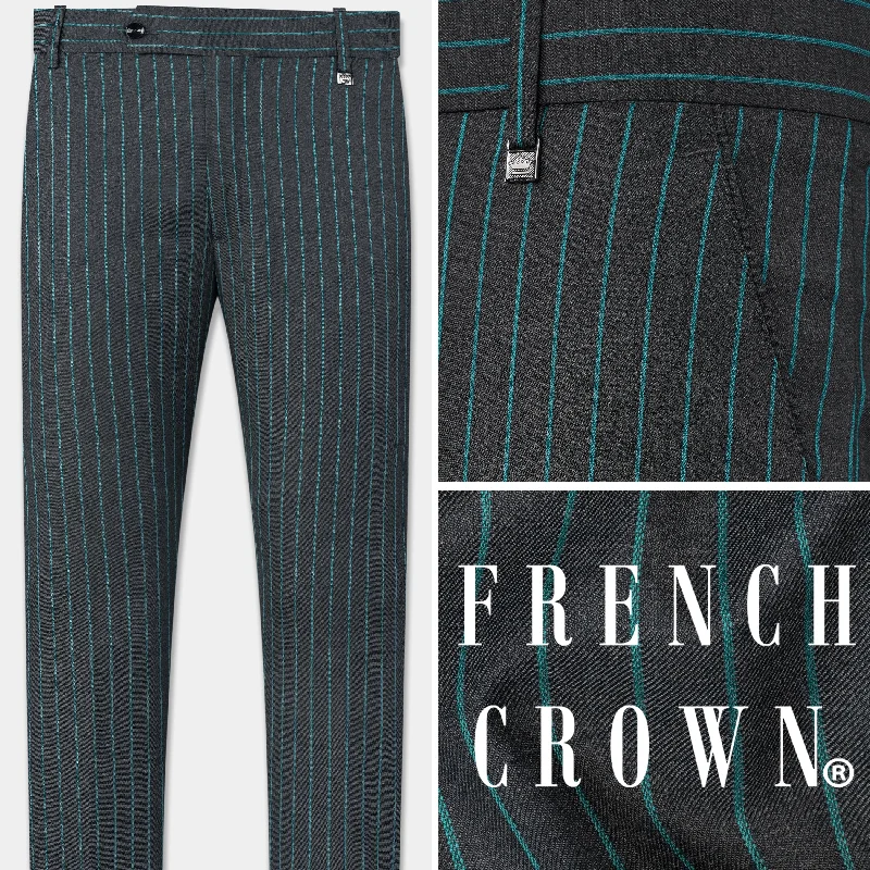 Bootcut Style Women's Stretch Denim Jeans in Dark WashGravel Gray and Lagoon Blue Striped Wool Rich Pant Bootcut Style Women's Stretch Denim Jeans in Dark WashGravel Gray and Lagoon Blue Striped Wool Rich Pant
