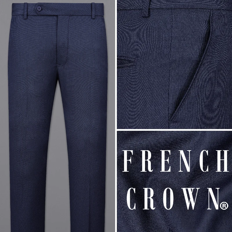 Bell - Bottom Style Women's Denim Pants with Embroidered DetailsGunmetal Navy Blue Solid Pant Bell - Bottom Style Women's Denim Pants with Embroidered DetailsGunmetal Navy Blue Solid Pant