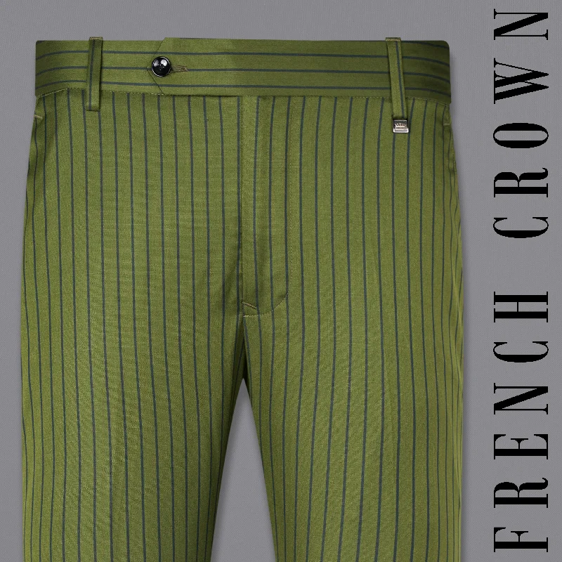 Plus Size Women's Elastic - Waist Culottes in Earth TonesHemlock Green Striped Pant