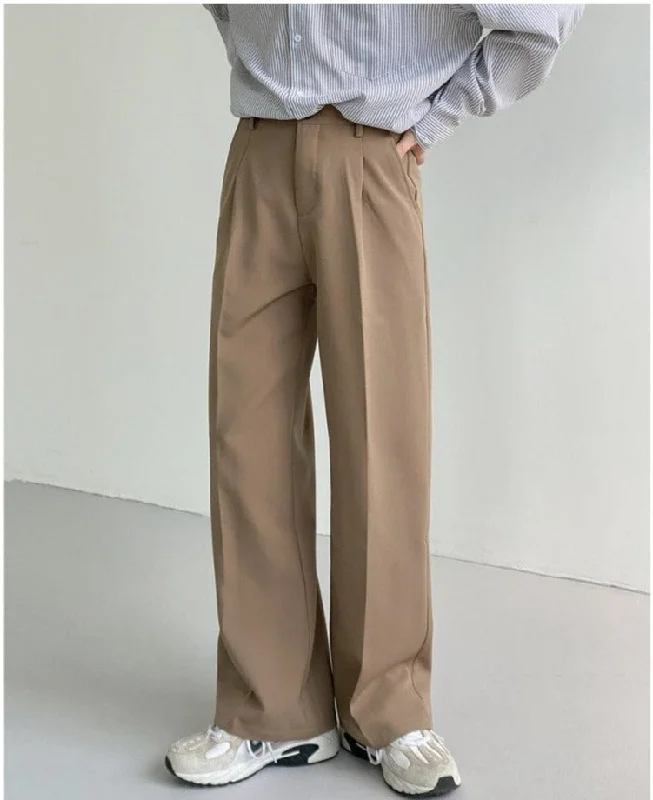 Khaki Straight Casual Suit Pants