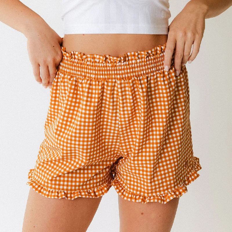 Plus Size Women's Pleated Front Dress Pants for Office WearLake Shorts, Rust Gingham Plus Size Women's Pleated Front Dress Pants for Office WearLake Shorts, Rust Gingham