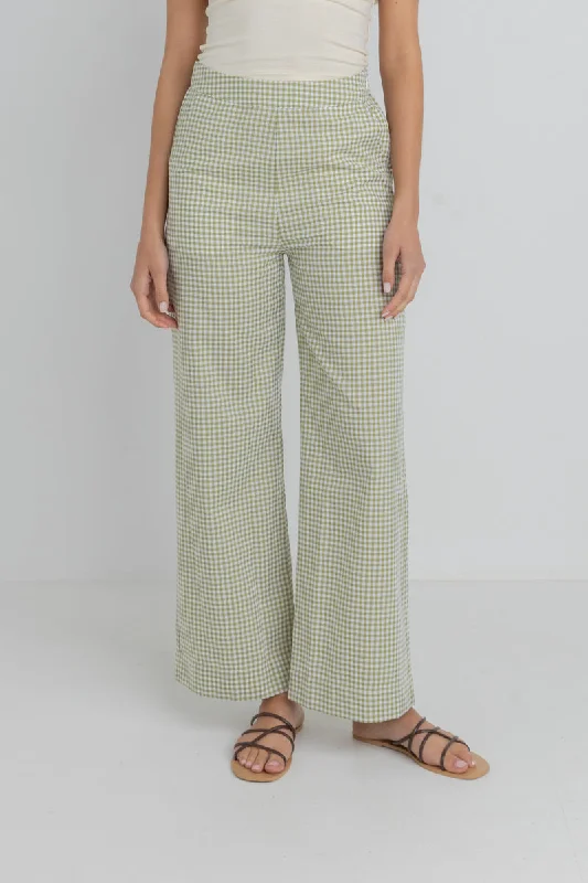 Plus Size Women's Patchwork - Design Jeans for a Unique AppearanceLana Gingham Pant Green Plus Size Women's Patchwork - Design Jeans for a Unique AppearanceLana Gingham Pant Green