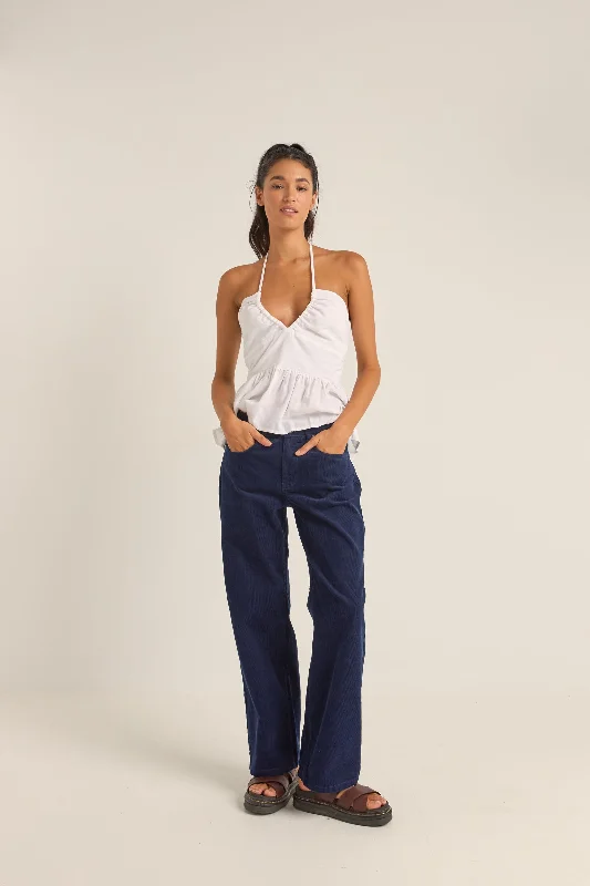 Cropped Women's Corduroy Pants in Autumn ColorsLula Low Rise Pant Navy