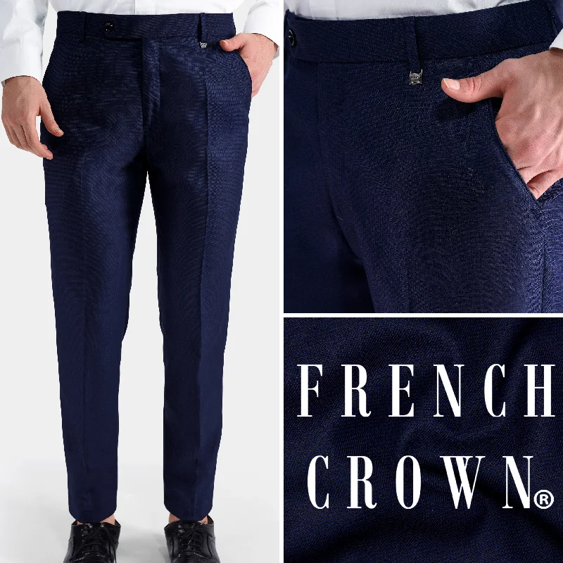 Midnight Navy Blue Wool Rich Pant