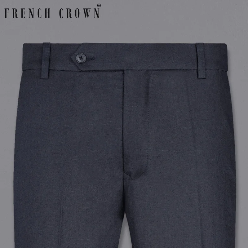 Navy Luxurious Linen Pant