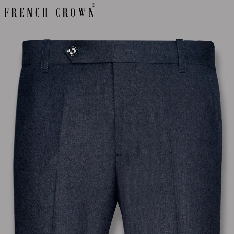 Navy Luxurious Linen Pant