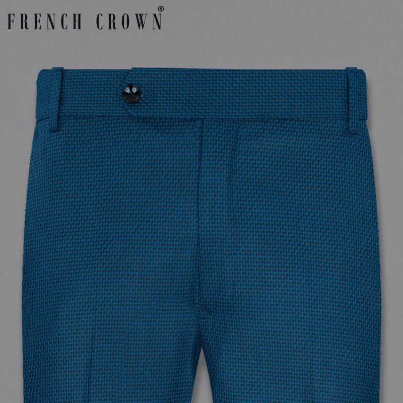 Orient Blue and Black Textured Pant