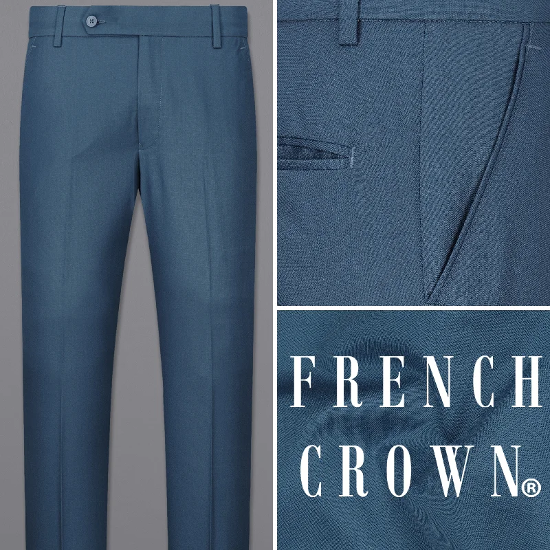 Flare Leg Women's Satin Trousers for a Glamorous Night OutRiver Bed Blue Textured Pant Flare Leg Women's Satin Trousers for a Glamorous Night OutRiver Bed Blue Textured Pant