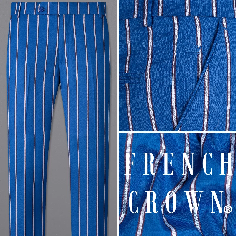 Plus Size Women's Cargo Pants with Multiple Pockets for HikingRoyal Azure with wenge colour Striped Pant Plus Size Women's Cargo Pants with Multiple Pockets for HikingRoyal Azure with wenge colour Striped Pant