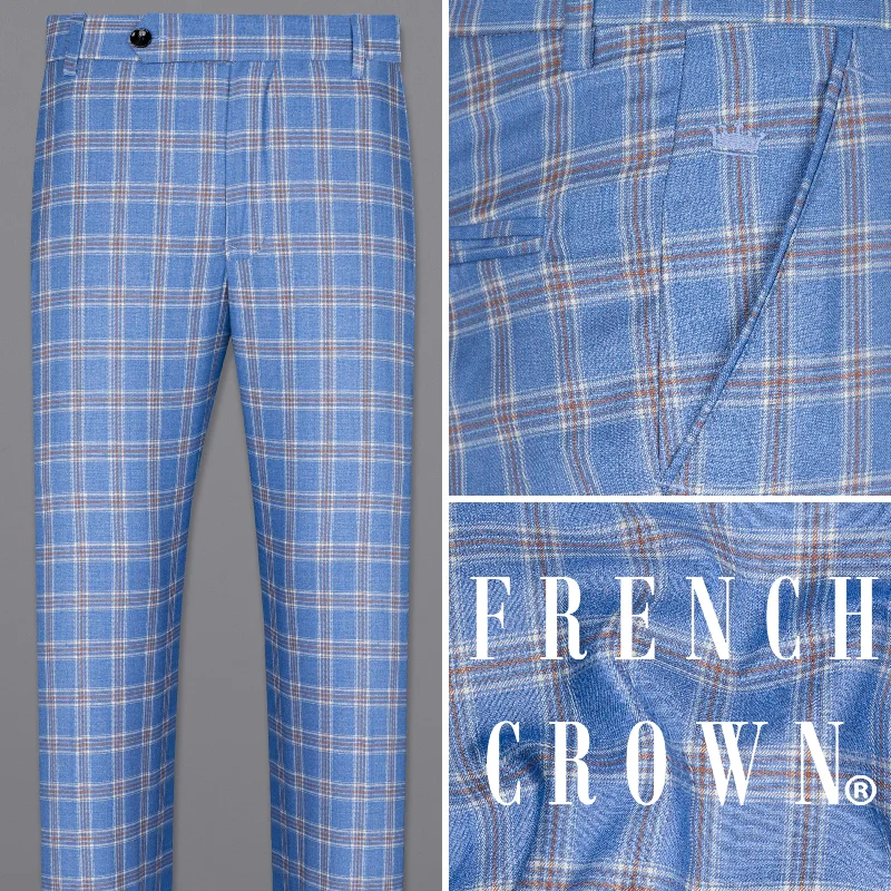 Plus Size Women's Cargo Pants with Multiple Pockets for HikingShip Cove Blue Super fine Windowpane Wool Rich Pant Plus Size Women's Cargo Pants with Multiple Pockets for HikingShip Cove Blue Super fine Windowpane Wool Rich Pant