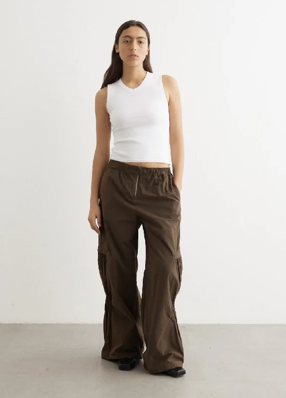 Tapered Leg Women's Wool Blend Trousers for WinterShirring Volume Pants