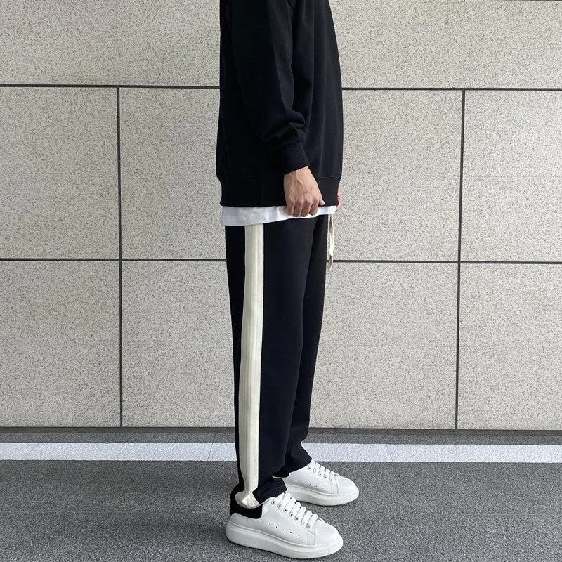 Side Milk White Striped Sports Pants