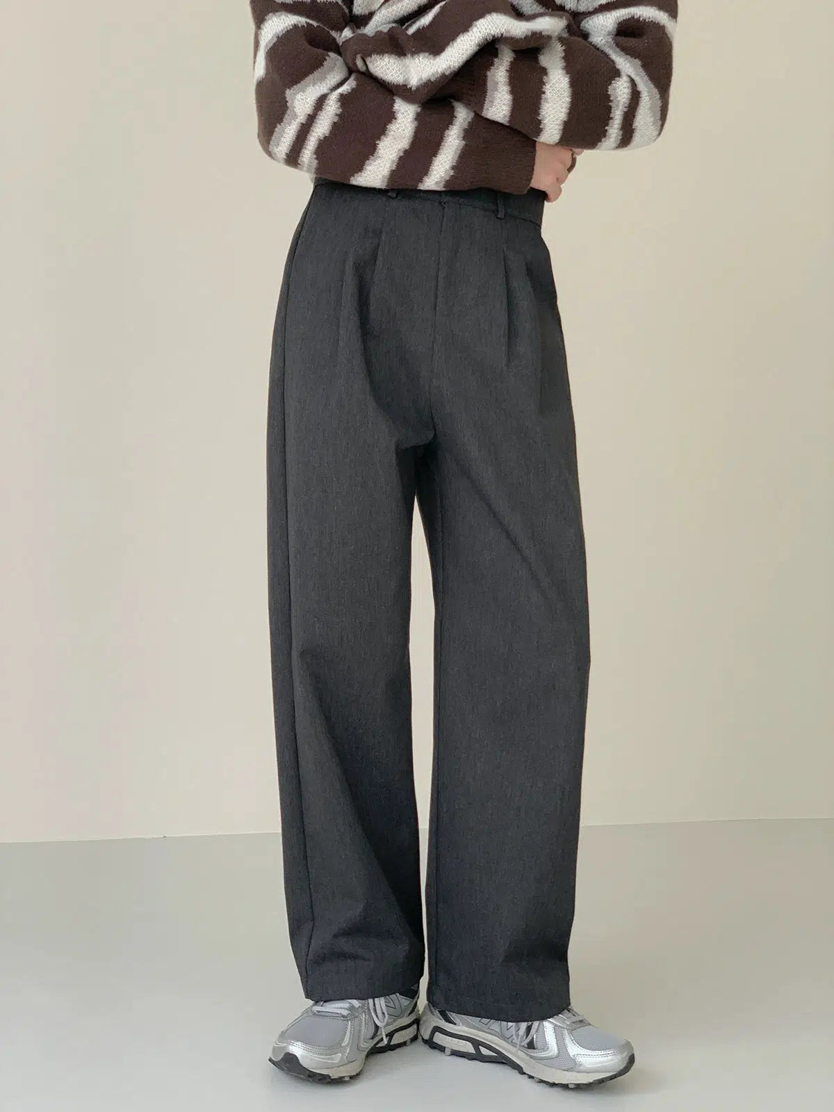 Stiff Washed Cotton Wide Casual Pants