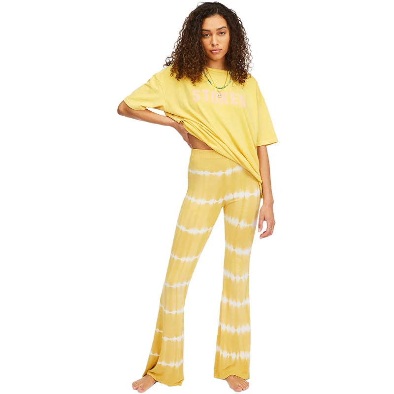 Tapered Leg Women's Wool Blend Trousers for WinterSunburst Waves Flared Pants