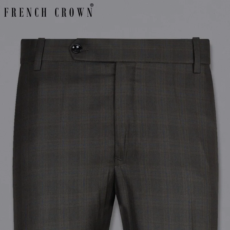 Thunder brown Plaid Wool Rich Pant