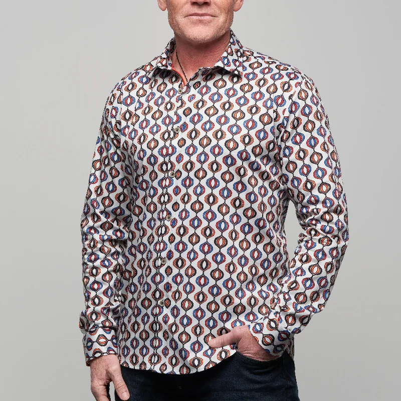 JF2310 JIMMY FOX Vintage Print Tailored Fit Long Sleeve Shirt