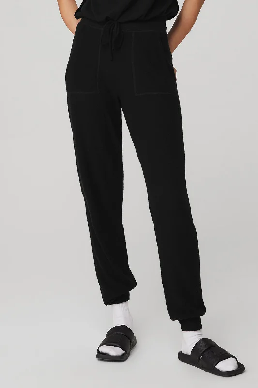 Flare Leg Women's Satin Trousers for a Glamorous Night OutSoho Sweatpant - Black