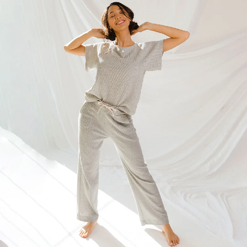 Ankle - Length Women's Printed Joggers for TravelingWaffle Loungers, Charcoal
