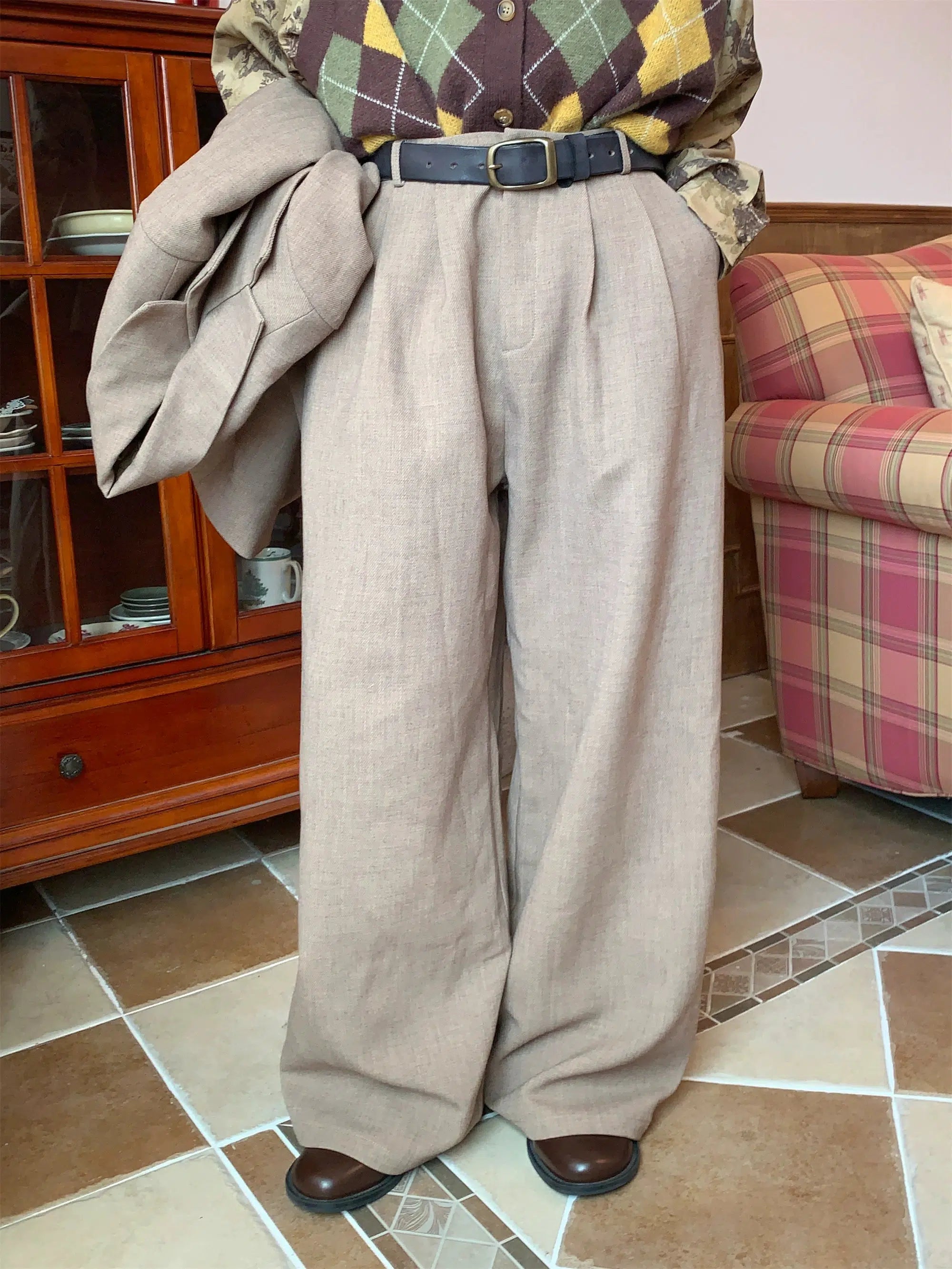 Cigarette Style Women's Printed Linen Blend Pants for Casual DaysWide Leg Pleated Pants Cigarette Style Women's Printed Linen Blend Pants for Casual DaysWide Leg Pleated Pants