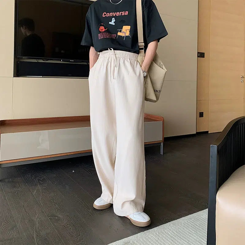 Wide-leg Straight Linen Pants