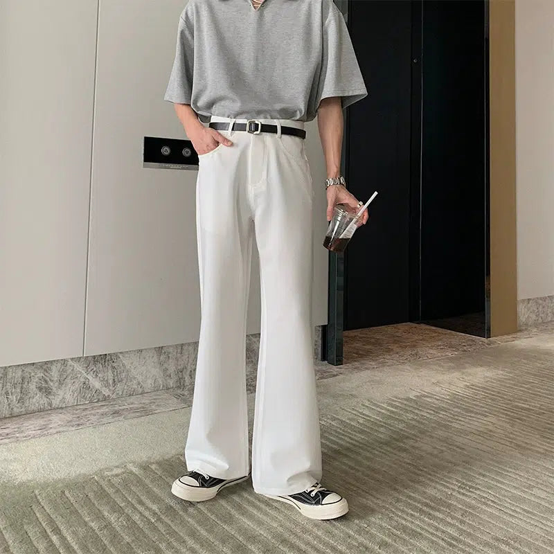 Wide-leg Straight Pleated Pants