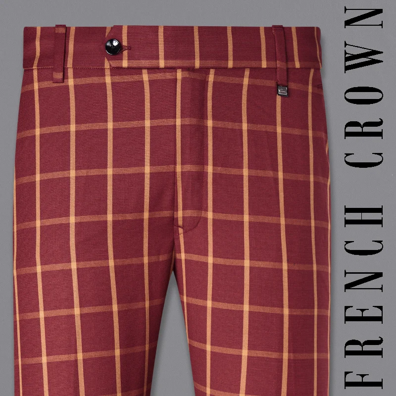 Wine and Chestnut Brown Plaid Pant