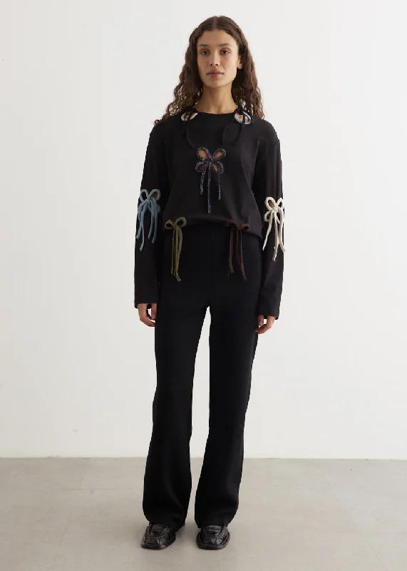 Women's Straight - Leg Linen Pants for a Breezy Summer LookWool Petal Pattern Pants