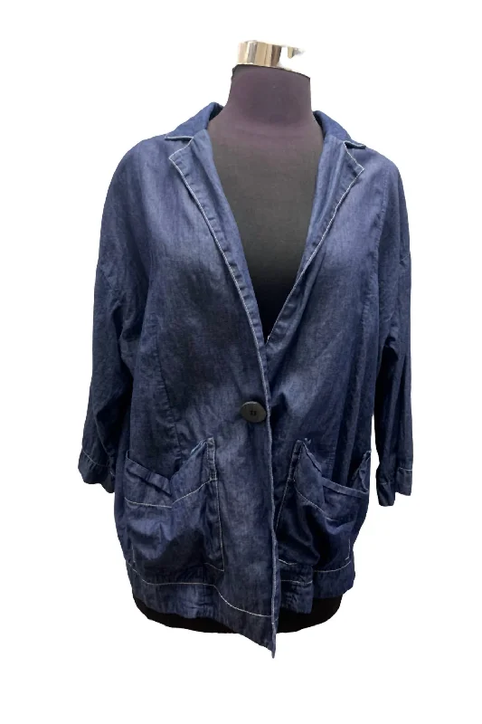 Oversized Women's Checkered Blazers in Black and White for a Trendy Style3042 In Denim Oversized Women's Checkered Blazers in Black and White for a Trendy Style3042 In Denim