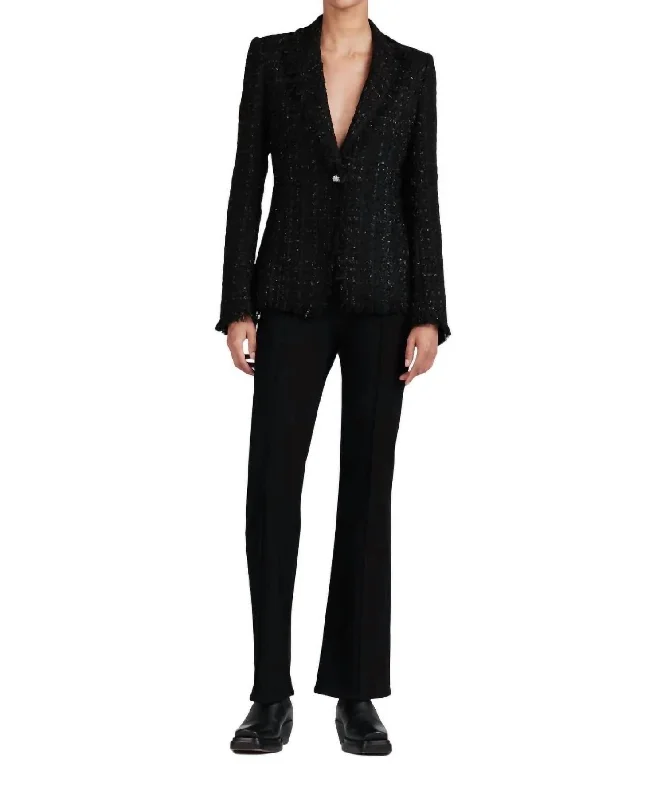 Plus Size Women's Embroidered Blazers in Floral Patterns for a Feminine TouchAdelaide Fringe Bias Jacket In Black/silver Plus Size Women's Embroidered Blazers in Floral Patterns for a Feminine TouchAdelaide Fringe Bias Jacket In Black/silver