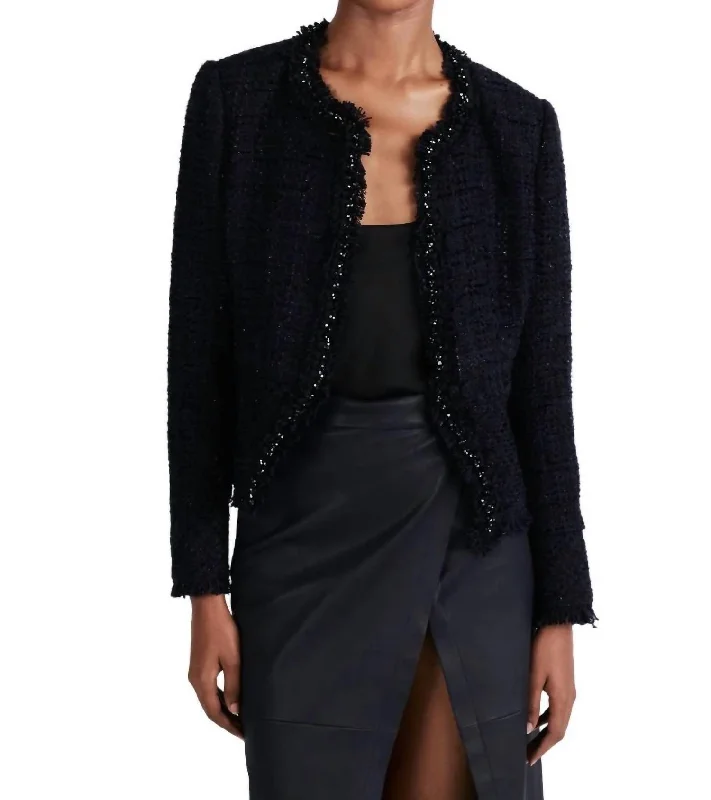 Women's Tailored Stretch Blazers in Navy Blue for Business MeetingsElizabeth Peplum Jacket In Black/navy Women's Tailored Stretch Blazers in Navy Blue for Business MeetingsElizabeth Peplum Jacket In Black/navy