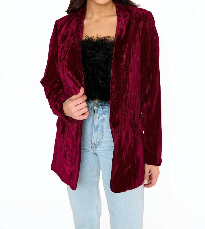 Plus Size Women's Double - Breasted Wool Blazers for Winter Office WearHeff Blazer In Cabernet Plus Size Women's Double - Breasted Wool Blazers for Winter Office WearHeff Blazer In Cabernet