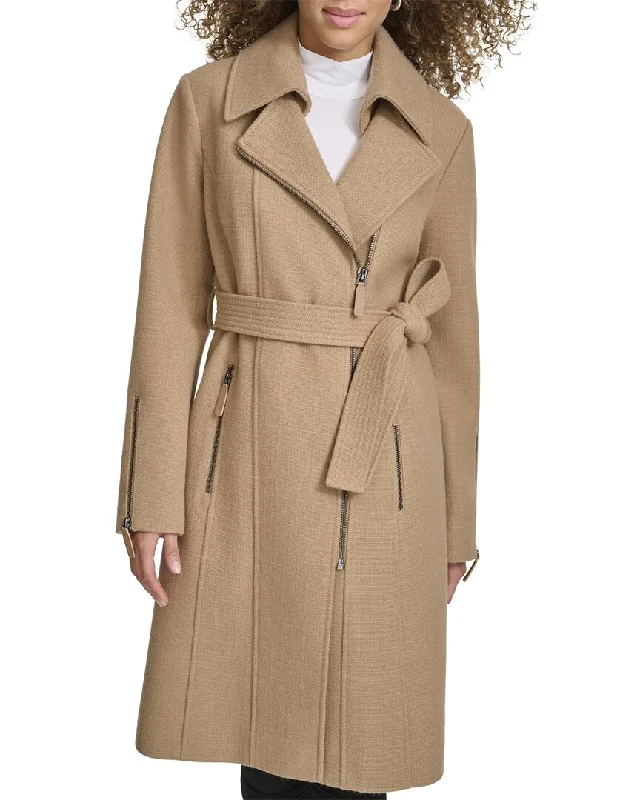 Kenneth Cole Tweed Belted Coat