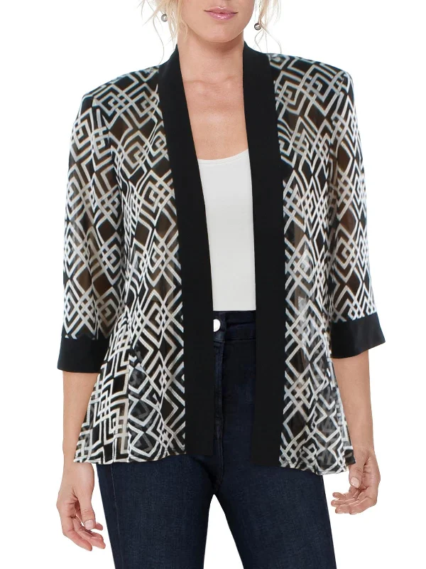 Plus Size Women's Military - Inspired Blazers with Gold Accents for a Bold LookPetites Womens Mesh Printed Duster Blazer Plus Size Women's Military - Inspired Blazers with Gold Accents for a Bold LookPetites Womens Mesh Printed Duster Blazer