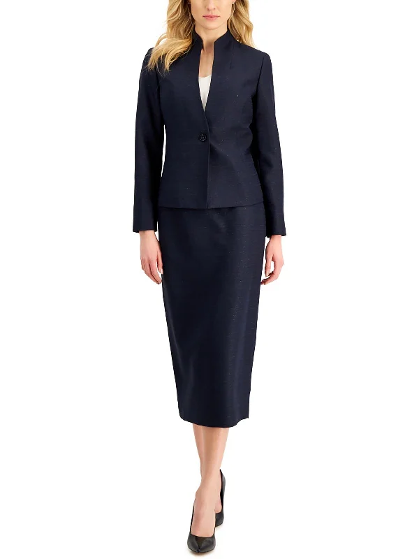Single - Breasted Women's Tweed Blazers with Gold Buttons for a Classic LookPetites Womens Metallic Polyester One-Button Blazer Single - Breasted Women's Tweed Blazers with Gold Buttons for a Classic LookPetites Womens Metallic Polyester One-Button Blazer