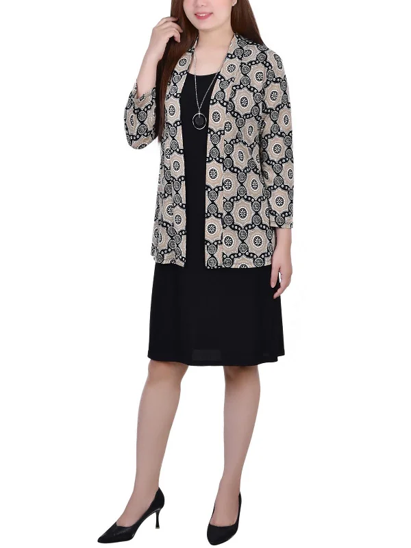 Oversized Women's Checkered Blazers in Black and White for a Trendy StylePetites Womens Printed Knit Open-Front Blazer Oversized Women's Checkered Blazers in Black and White for a Trendy StylePetites Womens Printed Knit Open-Front Blazer