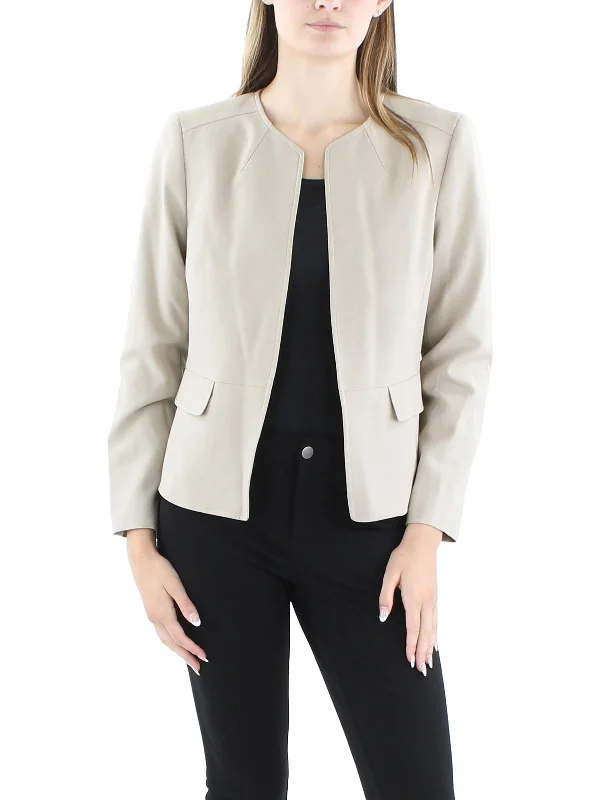 Plus Size Women's Ruffled Blazers in Pink for a Girly and Fashionable LookPetites Womens Solid Polyester Open-Front Blazer Plus Size Women's Ruffled Blazers in Pink for a Girly and Fashionable LookPetites Womens Solid Polyester Open-Front Blazer