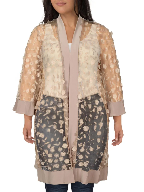 Oversized Women's Checkered Blazers in Black and White for a Trendy StylePlus Womens Applique Cardigan Open-Front Blazer Oversized Women's Checkered Blazers in Black and White for a Trendy StylePlus Womens Applique Cardigan Open-Front Blazer