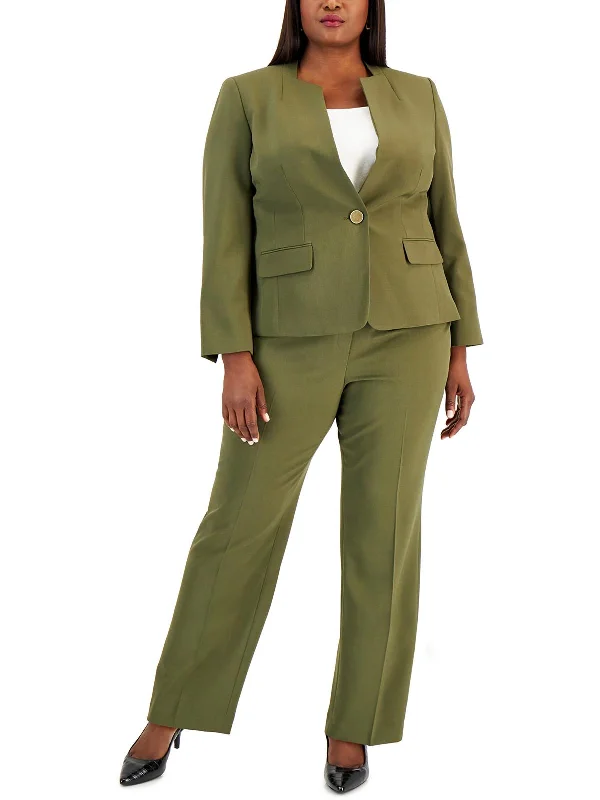 Single - Breasted Women's Linen Blend Blazers in Earth Tones for Casual WearPlus Womens Collarless Professional One-Button Blazer Single - Breasted Women's Linen Blend Blazers in Earth Tones for Casual WearPlus Womens Collarless Professional One-Button Blazer