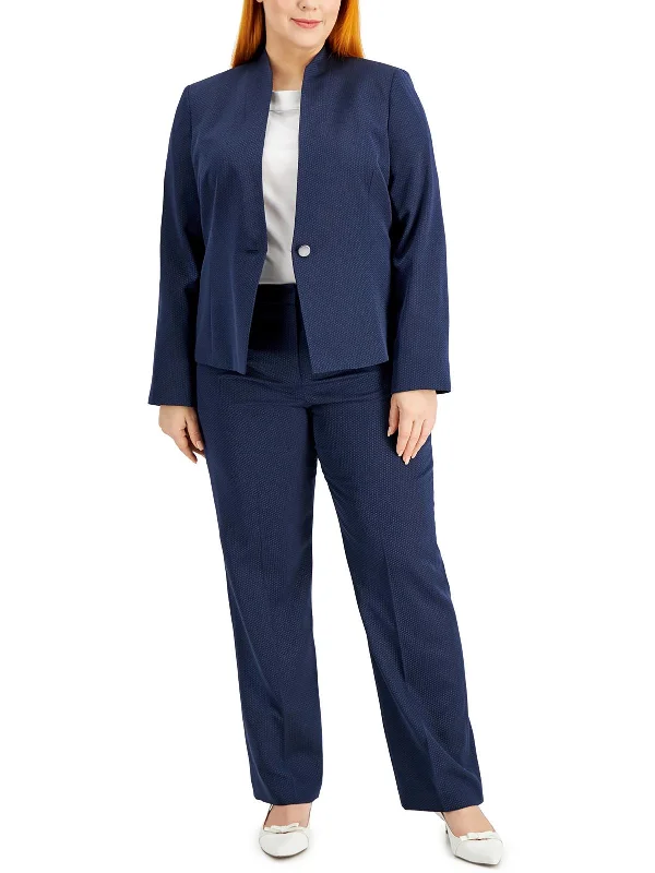 Single - Breasted Women's Tweed Blazers with Gold Buttons for a Classic LookPlus Womens Pindot Polyester One-Button Blazer Single - Breasted Women's Tweed Blazers with Gold Buttons for a Classic LookPlus Womens Pindot Polyester One-Button Blazer